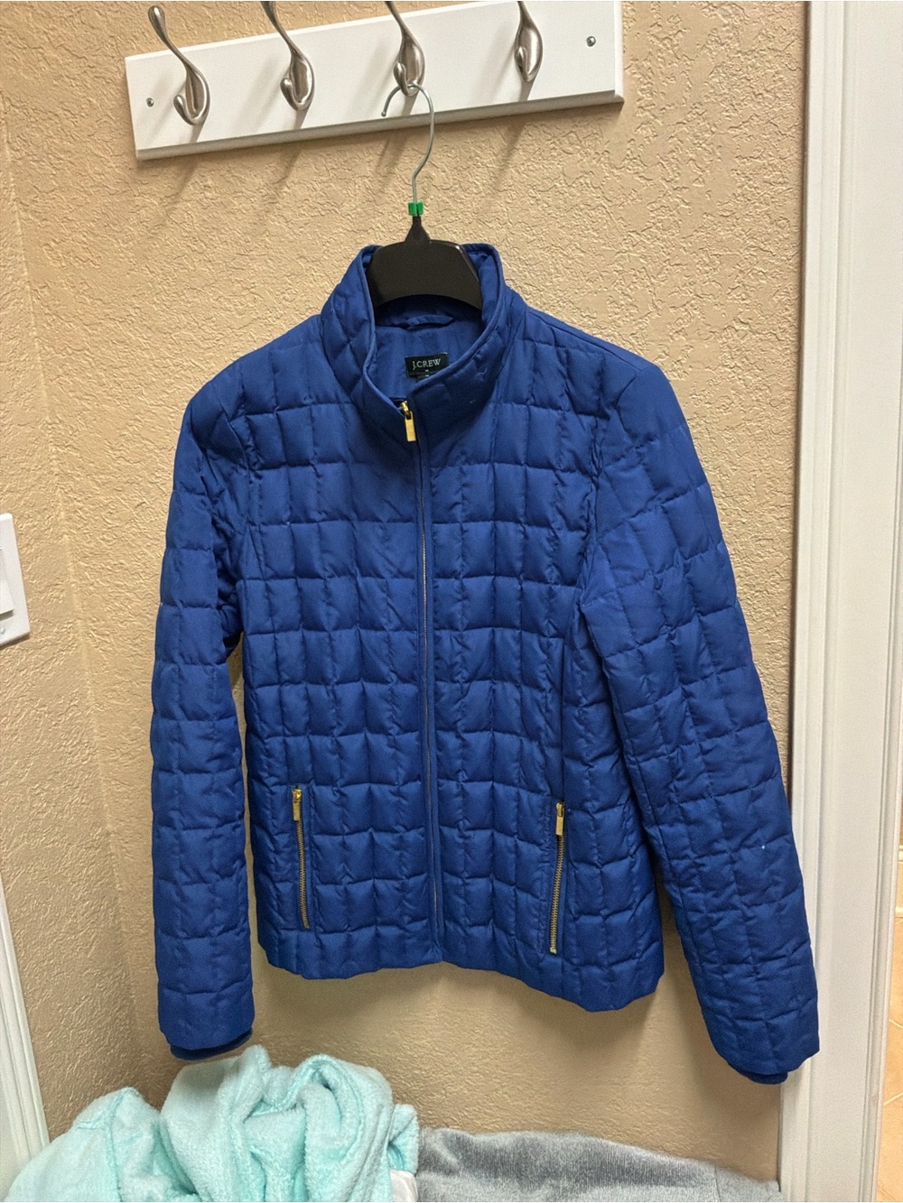 J. Crew Quilted Blue Packable Puffer Jacket